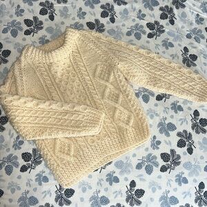 Girls Medium Donegal Collection by Magee Cream Wool Knit Sweater